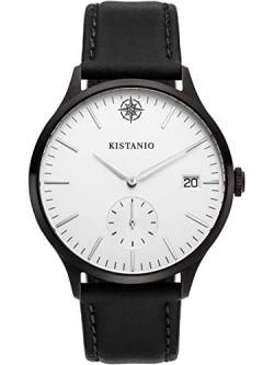 Kistanio Stratolis Herrenuhr mit Lederband Analog Saphirglas Black Silberfarben STR-40-007 von Kistanio