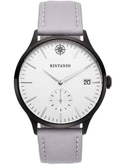 Kistanio Stratolis Herrenuhr mit Lederband Analog Saphirglas Black Silberfarben STR-40-008 von Kistanio