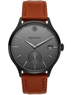 Kistanio Stratolis Herrenuhr mit Lederband Analog Saphirglas Black Silbergrau STR-40-099 von Kistanio