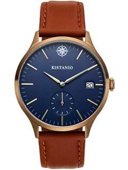 Kistanio Stratolis Herrenuhr mit Lederband Analog Saphirglas Khaki Blau STR-40-112 von Kistanio