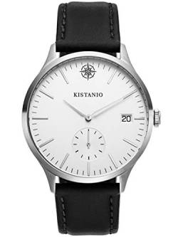 Kistanio Stratolis Herrenuhr mit Lederband Analog Saphirglas Steel Silberfarben STR-40-055 von Kistanio