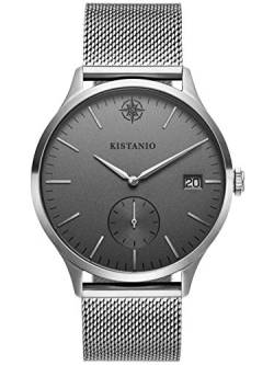 Kistanio Stratolis Herrenuhr mit Milanaiseband Analog Saphirglas Steel Grau Mesh STR-40-126 von Kistanio