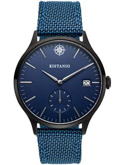 Kistanio Stratolis Herrenuhr mit Textilband Analog Saphirglas Black Blau STR-40-023 von Kistanio