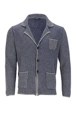 Kitaro Herren Strickjacke Jacke Blazer-Style Waffelstrick Wolle (Blau, XXL) von Kitaro