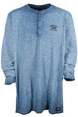 Kitaro T Shirt Henley Longsleeve Herren Langarm Baumwolle Extra Lang Tall, Farbe:blau, Herrengrößen:4XT von Kitaro
