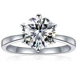 Kitcanis Verlobungsring Damen, 2-3ct Moissanit Diamant Ring, VVS1 D Farbe 926 Sterling Silber mit Geschenkbox GRA Zertifikat, Verlobung Hochzeit Ring für Frauen von Kitcanis