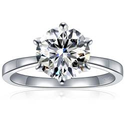 Kitcanis Verlobungsring Damen, 2-3ct Moissanit Diamant Ring, VVS1 D Farbe 927 Sterling Silber mit Geschenkbox GRA Zertifikat, Verlobung Hochzeit Ring für Frauen von Kitcanis