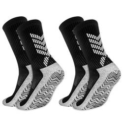 Kitnelw Grip Socken Fussball Socken Männer Fußball Stutzen Rutschfeste Socken Herren Football Socks Schwarz Fussballsocken 38-45 (2 Paare) von Kitnelw