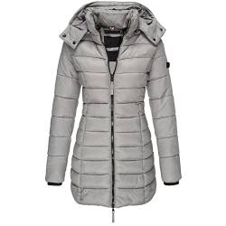 Damen Winter Parka Lang Warm Steppmantel Daunenjacke mit Kapuze Einfarbig Warme Wintermantel Trenchcoat Outdoorjacke Kapuze Winterparka Outdoor Leichte Daunenjacke Softshelljacke mit Taschen von Kittoy