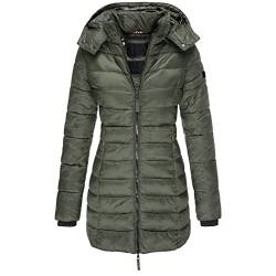 Damen Winter Parka Lang Warm Steppmantel Daunenjacke mit Kapuze Einfarbig Warme Wintermantel Trenchcoat Outdoorjacke Kapuze Winterparka Outdoor Leichte Daunenjacke Softshelljacke mit Taschen von Kittoy