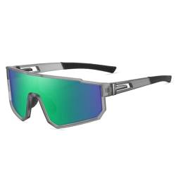 KituT Polarisierte bunte Sport-Sonnenbrille for Männer und Frauen, Autofahren, Angeln, Radfahren, Mountainbiken, Sonnenbrille, UV400-Schutz (Color : Grey/green) von KituT