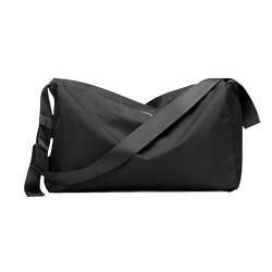 Sporttaschen for Männer und Frauen, Faltbare Reisetasche for unterwegs, Wochenend-Übernachtungstasche mit Schuhfach und Nasstasche (Color : Black) von KituT