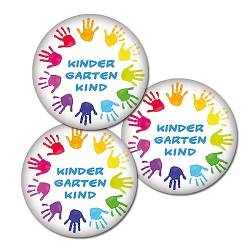 3|5|10 Button Kindergartenkind Hände Ansteckbutton Kindergarten Geschenke für Kinder Kita Rucksack Geschenk Deko Kalender Countdown Ansteckpins Ansteckbutton (03x Kindergartenkind Hände, 56mm) von Kiwikatze