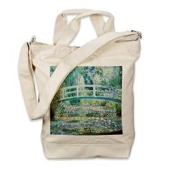 Kiwistar - Einkaufstasche Canvas Tote Bag - Natur - Claude Monet Water Lilies - Tragetasche bedruckt - Extra Fach für Smartphone & Geldbeutel - lange & kurze Henkel - Shopper von Kiwistar