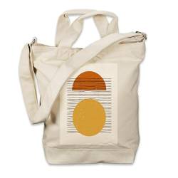 Kiwistar - Einkaufstasche Canvas Tote Bag - Natur - Grafik Rund- Tragetasche bedruckt - Extra Fach für Smartphone & Geldbeutel - lange & kurze Henkel - Shopper von Kiwistar
