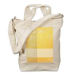 Kiwistar - Einkaufstasche Canvas Tote Bag - Natur - Grafik gelb- Tragetasche bedruckt - Extra Fach für Smartphone & Geldbeutel - lange & kurze Henkel - Shopper von Kiwistar