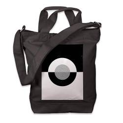 Kiwistar - Einkaufstasche Canvas Tote Bag - Schwarz - Grafik Schwarz Weiss Kreis- Tragetasche bedruckt - Extra Fach für Smartphone & Geldbeutel - lange & kurze Henkel - Shopper von Kiwistar