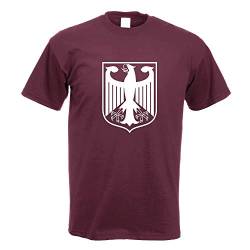 Kiwistar - T-Shirt - Burgund - Bundeswappen Deutschland Rahmen Motiv Bedruckt Funshirt Design Print - mit Motiv Bedruckt - Funshirt Design - Sport - Freizeit - Herren - L von Kiwistar