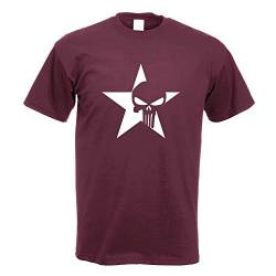 Kiwistar - T-Shirt - Burgund - US Punisher Stern Star Motiv Bedruckt Funshirt Design Print - mit Motiv Bedruckt - Funshirt Design - Sport - Freizeit - Herren - XXL von Kiwistar