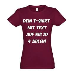 Kiwistar T-Shirt Damen Burgund - M - Aufdruck individuell - mit Wunschtext - Spruch - Druck personalisiert - Geschenk für Freizeit Sport - selber gestalten von Kiwistar