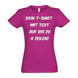 Kiwistar - T-Shirt Damen - Fuchsia - M - Aufdruck individuell - mit Wunschtext - Spruch - Druck personalisiert - Geschenk für Freizeit Sport von Kiwistar