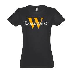 Kiwistar - T-Shirt Damen - Graphit - S - Aufdruck individuell - Wunschtext mit Initial und Nachname - Name - Spruch - Druck personalisiert - Geschenk für Freizeit Sport von Kiwistar