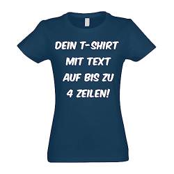 Kiwistar - T-Shirt Damen - Petroleum - L - Aufdruck individuell - mit Wunschtext - Spruch - Druck personalisiert - Geschenk für Freizeit Sport von Kiwistar