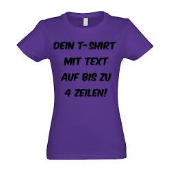 Kiwistar T-Shirt Damen Purple - L - Aufdruck individuell - mit Wunschtext - Spruch - Druck personalisiert - Geschenk für Freizeit Sport - selber gestalten von Kiwistar