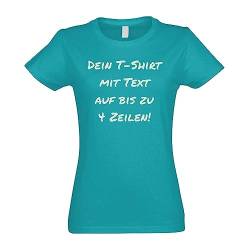 Kiwistar T-Shirt Damen Tuerkis - L - Aufdruck individuell - mit Wunschtext - Spruch - Druck personalisiert - Geschenk für Freizeit Sport - selber gestalten von Kiwistar