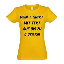 Kiwistar - T-Shirt Damen - gelb - S - Aufdruck individuell - mit Wunschtext - Spruch - Druck personalisiert - Geschenk für Freizeit Sport von Kiwistar