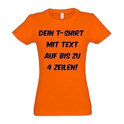 Kiwistar T-Shirt Damen orange - M - Aufdruck individuell - mit Wunschtext - Spruch - Druck personalisiert - Geschenk für Freizeit Sport - selber gestalten von Kiwistar