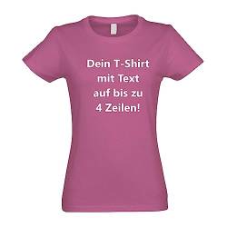 Kiwistar T-Shirt Damen pink - L - Aufdruck individuell - mit Wunschtext - Spruch - Druck personalisiert - Geschenk für Freizeit Sport - selber gestalten von Kiwistar