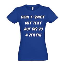 Kiwistar - T-Shirt Damen - royal - M - Aufdruck individuell - mit Wunschtext - Spruch - Druck personalisiert - Geschenk für Freizeit Sport von Kiwistar