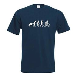 Kiwistar - T-Shirt - Navy - Rennrad Fahrrad Evolution Motiv Bedruckt Funshirt Design Print - mit Motiv Bedruckt - Funshirt Design - Sport - Freizeit - Herren - L von Kiwistar