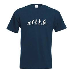 Kiwistar - T-Shirt - Navy - Rennrad Fahrrad Evolution Motiv Bedruckt Funshirt Design Print - mit Motiv Bedruckt - Funshirt Design - Sport - Freizeit - Herren - XL von Kiwistar