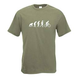 Kiwistar - T-Shirt - Olive - Rennrad Fahrrad Evolution Motiv Bedruckt Funshirt Design Print - mit Motiv Bedruckt - Funshirt Design - Sport - Freizeit - Herren - L von Kiwistar