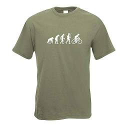 Kiwistar - T-Shirt - Olive - Rennrad Fahrrad Evolution Motiv Bedruckt Funshirt Design Print - mit Motiv Bedruckt - Funshirt Design - Sport - Freizeit - Herren - M von Kiwistar