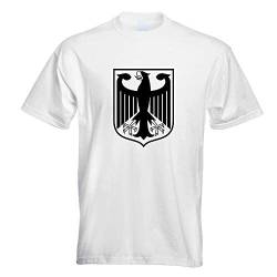 Kiwistar - T-Shirt - Weiss - Bundeswappen Deutschland Rahmen Motiv Bedruckt Funshirt Design Print - mit Motiv Bedruckt - Funshirt Design - Sport - Freizeit - Herren - M von Kiwistar