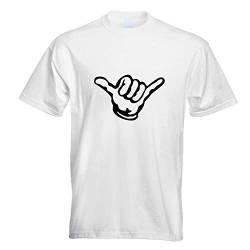 Kiwistar - T-Shirt - Weiss - Hang Loose - Alles locker - Shaka Motiv Bedruckt Funshirt Design Print - mit Motiv Bedruckt - Funshirt Design - Sport - Freizeit - Herren - L von Kiwistar