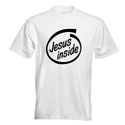 Kiwistar - T-Shirt - Weiss - Jesus Inside Auto Motiv Bedruckt Funshirt Design Print - mit Motiv Bedruckt - Funshirt Design - Sport - Freizeit - Herren - M von Kiwistar