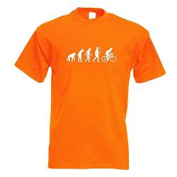 Kiwistar - T-Shirt - orange - Rennrad Fahrrad Evolution Motiv Bedruckt Funshirt Design Print - mit Motiv Bedruckt - Funshirt Design - Sport - Freizeit - Herren - L von Kiwistar