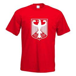 Kiwistar - T-Shirt - rot - Bundeswappen Deutschland Rahmen Motiv Bedruckt Funshirt Design Print - mit Motiv Bedruckt - Funshirt Design - Sport - Freizeit - Herren - L von Kiwistar