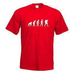 Kiwistar - T-Shirt - rot - Wandern Trekking Evolution Motiv Bedruckt Funshirt Design Print - mit Motiv Bedruckt - Funshirt Design - Sport - Freizeit - Herren - L von Kiwistar