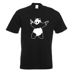Kiwistar - T-Shirt - schwarz - Panda with Guns Motiv Bedruckt Funshirt Design Print - mit Motiv Bedruckt - Funshirt Design - Sport - Freizeit - Herren - L von Kiwistar