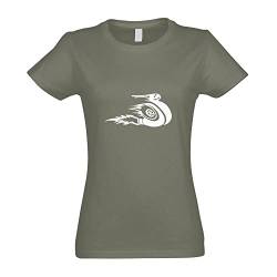 Kiwistar - T-Shirt tailliert - Damen - Olive - Turboschnecke - Speed - Turbo - mit Motiv Bedruckt - Funshirt Design - Sport - Freizeit - Damen - M von Kiwistar