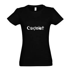 Kiwistar - T-Shirt tailliert - Damen - schwarz - Coexist Symbole - mit Motiv Bedruckt - Funshirt Design - Sport - Freizeit - Damen - XL von Kiwistar