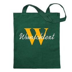 Personalisierter Stoffbeutel - waldgrün - mit Initial und Name - Wunschtext individuell personalisiert - Einkaufsbeutel - Markttasche - Strandtasche - Einkaufstasche - Geschenk - Frau - shopping von Kiwistar