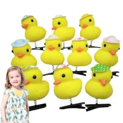 Kixolazr Enten-Haarspange,Süße gelbe Enten-Haarspange,Cartoon-Plüsch-Haarnadel-Set, 10 Stück - Weiche Tier-Haarspangen, Haarnadeln, lustige Haar-Accessoires für Kinder und Frauen von Kixolazr