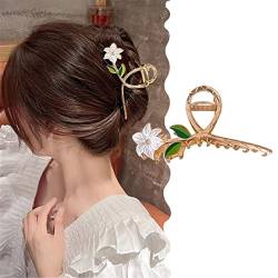 Haarspangen, Haarschmuck, Haarnadeln, Damen-Haarspangen, Haarklammer, koreanisches Gold, Metall, Blumen, Haarnadel, große, elegante Hai-Clip-Haarspange, Kopfbedeckung, 4 (Farbe: 2) (Color : 2) von Klauer