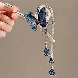Haarspangen, Haarschmuck, Haarnadeln, koreanische blaue Schmetterlings-Fischschwanz-Haarspangen for Frauen, Haarnadel-Haarklammer, eleganter Krabbenhai-Clip-Kopfschmuck 2 (Farbe: 2) (Color : 2) von Klauer